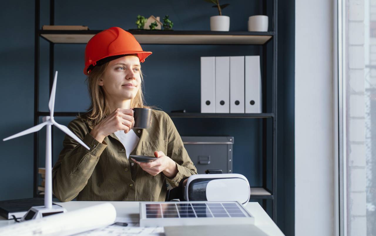 Il mercato del lavoro in Italia: la domanda di specialisti in certificazione energetica nel 2026 | Certificatore energetico in ufficio mentre beve il caffè