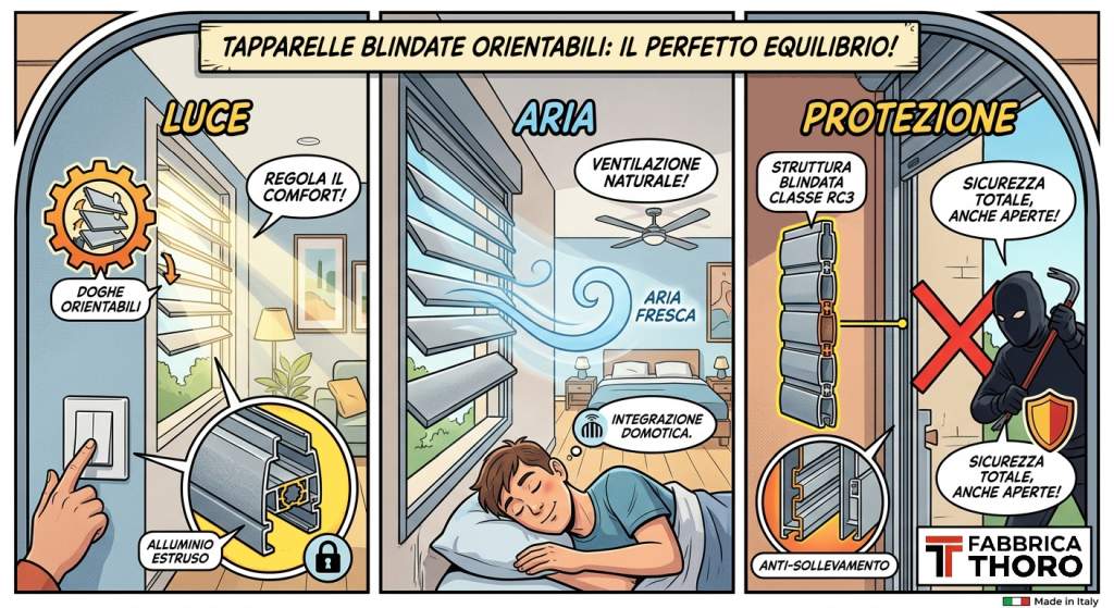 Tapparelle blindate orientabili: il perfetto equilibrio tra luce, aria e protezione